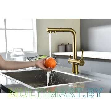 Смеситель Paulmark Serpentine Se213222-BG (золото/брашированное золото) картинка 4